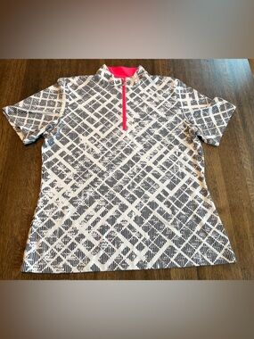 Tail White Label Active Shirt Quarter 1/4 Zip Golf Sporty White Black Pink Large